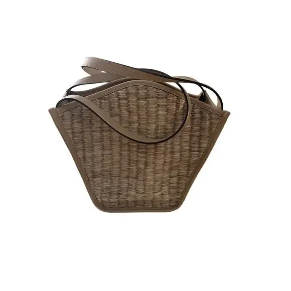 Cult Gaia Small Sadie Raffia Tote Bag with Leather Trim Retail $448 NWT - Picture 5 of 8